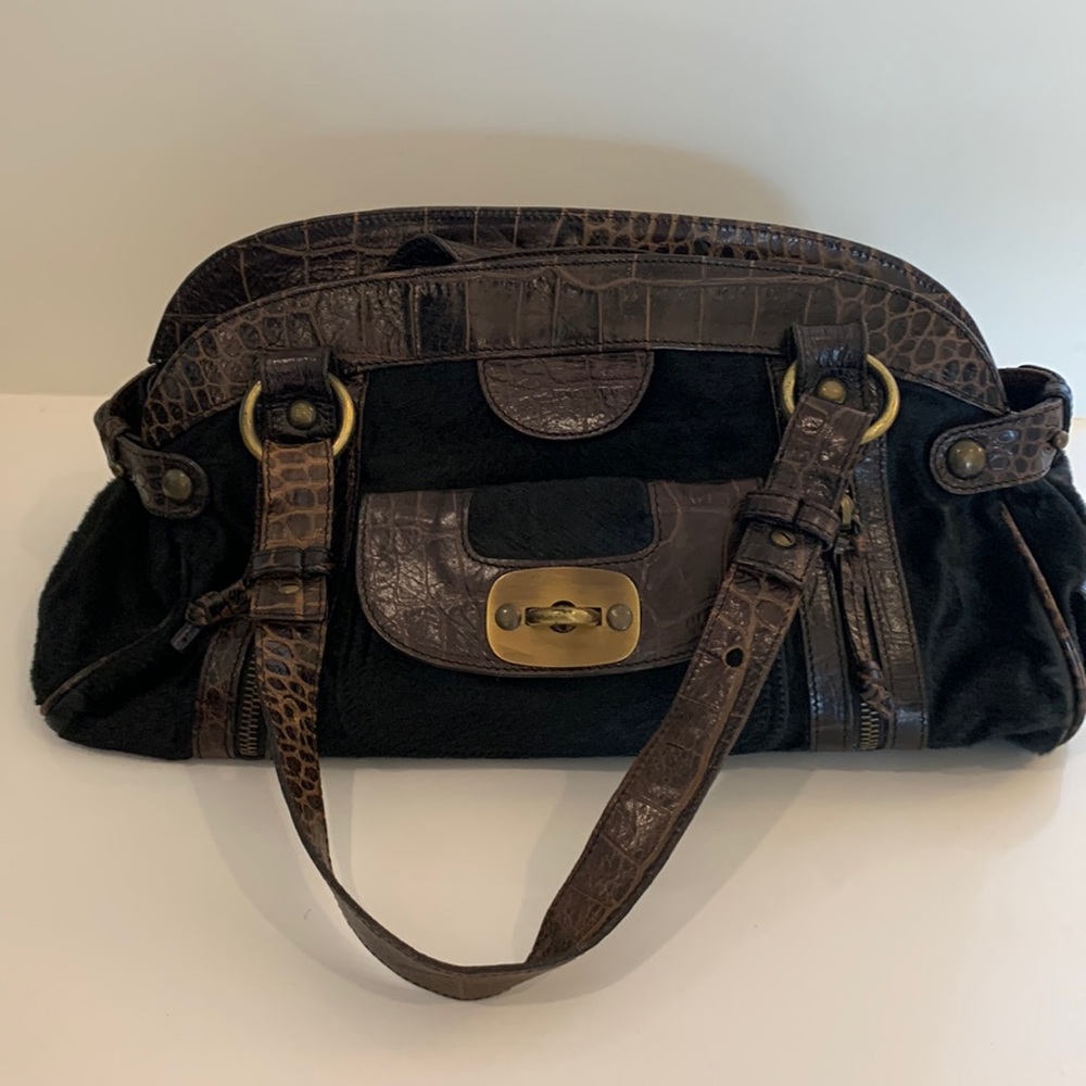 Via Republica black hair hide satchel